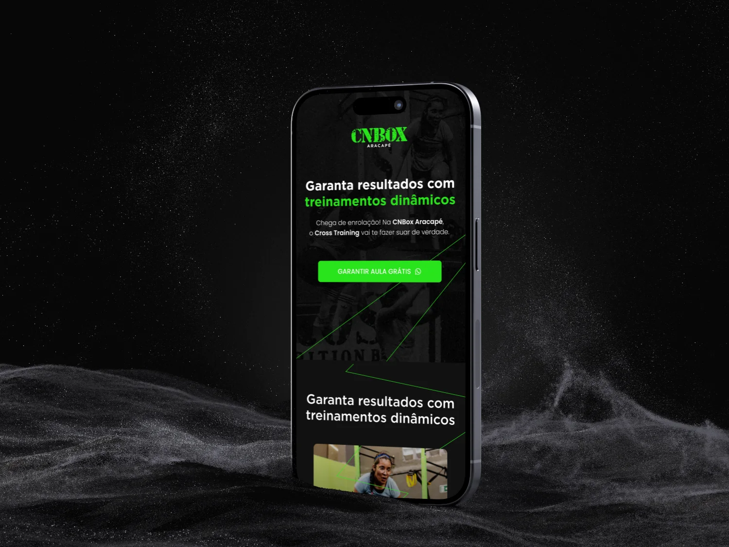 Mockup da landing page da CNBOX Aracapé