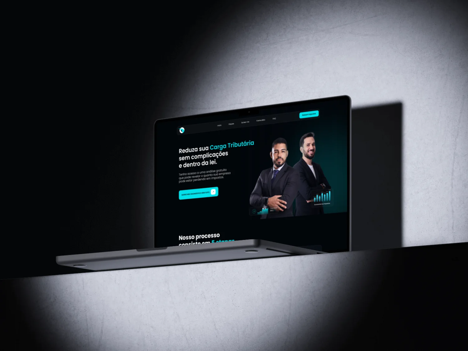 Mockup da landing page da Orion Tax